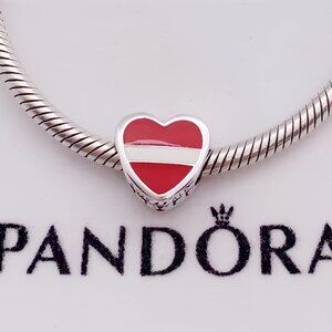 Pandora Latvia Flag Exclusive Pendant S925 Sterling Silver Jewelry